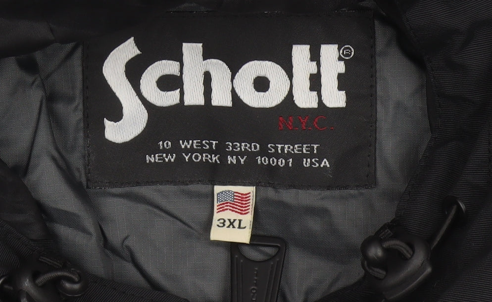 Schott Mens Black 3XL Hooded Windbreaker Jacket Full Zip
