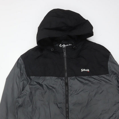 Schott Mens Black 3XL Hooded Windbreaker Jacket Full Zip