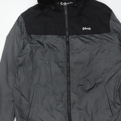 Schott Mens Black 3XL Hooded Windbreaker Jacket Full Zip