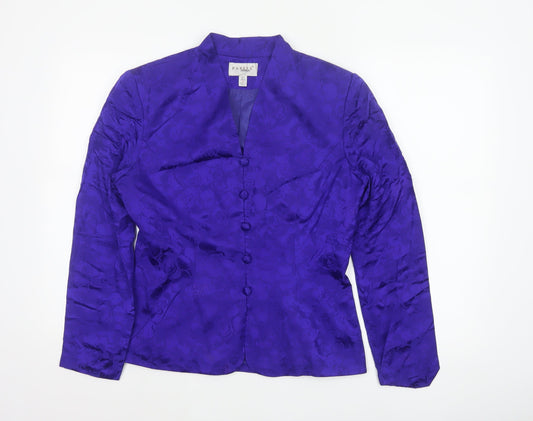Papell Boutique Women Purple Silk Floral Jacquard Suit Jacket UK 8