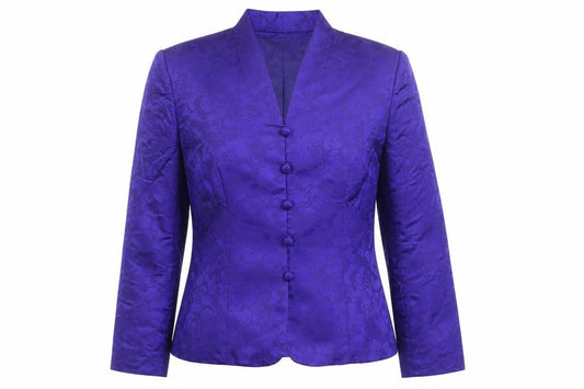 Papell Boutique Women Purple Silk Floral Jacquard Suit Jacket UK 8