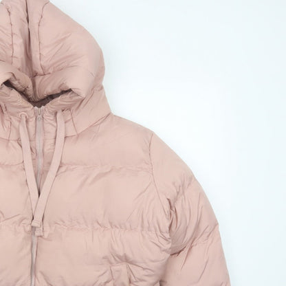 Threadbare Women Pink UK 12 Petite Hooded Puffer Jacket Quilted