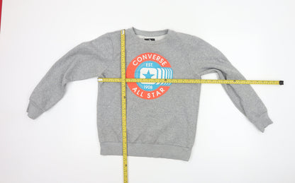 Converse Boys Grey 12-13 Years Logo Graphic Fleece Pullover Sweatshirt