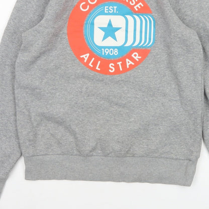 Converse Boys Grey 12-13 Years Logo Graphic Fleece Pullover Sweatshirt