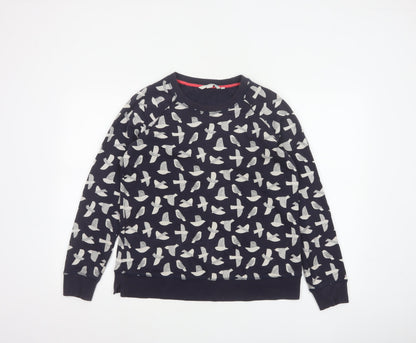 Boden Women’s Blue Bird Print Cotton Sweatshirt Size S Crew Neck