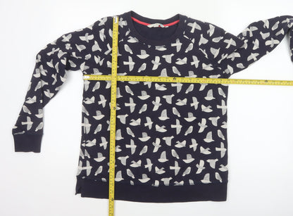 Boden Women’s Blue Bird Print Cotton Sweatshirt Size S Crew Neck