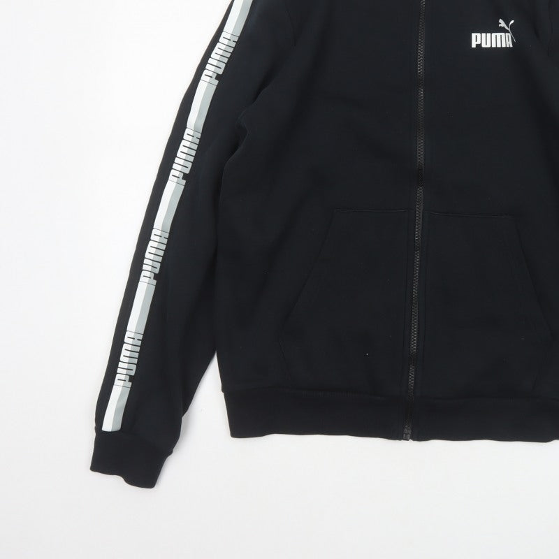Puma Men’s Black S Full Zip Logo Track Jacket Stand-Up Collar