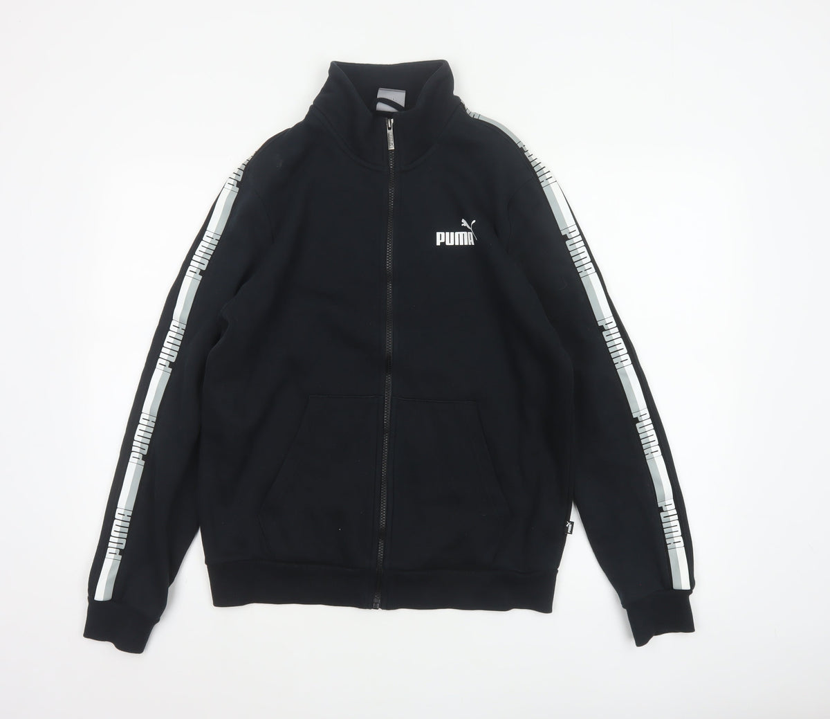 Puma Men’s Black S Full Zip Logo Track Jacket Stand-Up Collar