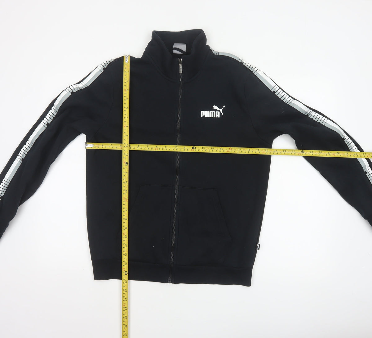 Puma Men’s Black S Full Zip Logo Track Jacket Stand-Up Collar