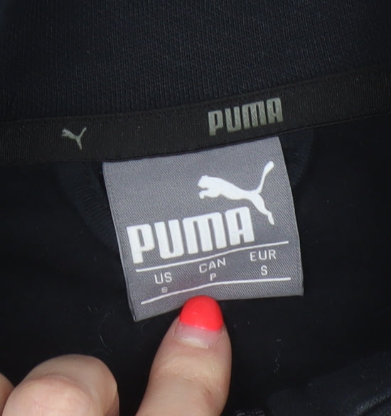 Puma Men’s Black S Full Zip Logo Track Jacket Stand-Up Collar