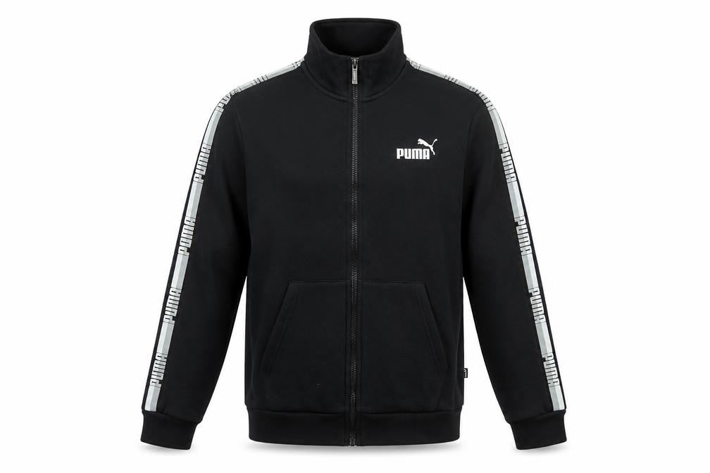 Puma Men’s Black S Full Zip Logo Track Jacket Stand-Up Collar
