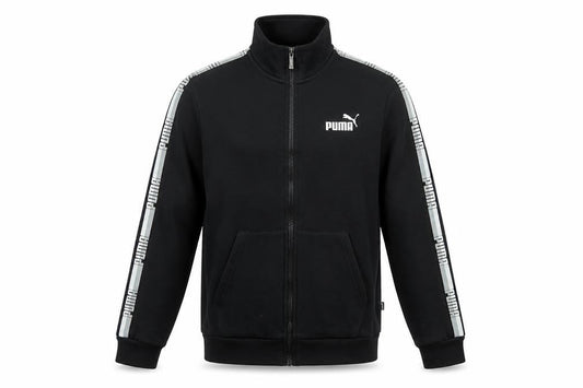 Puma Men’s Black S Full Zip Logo Track Jacket Stand-Up Collar
