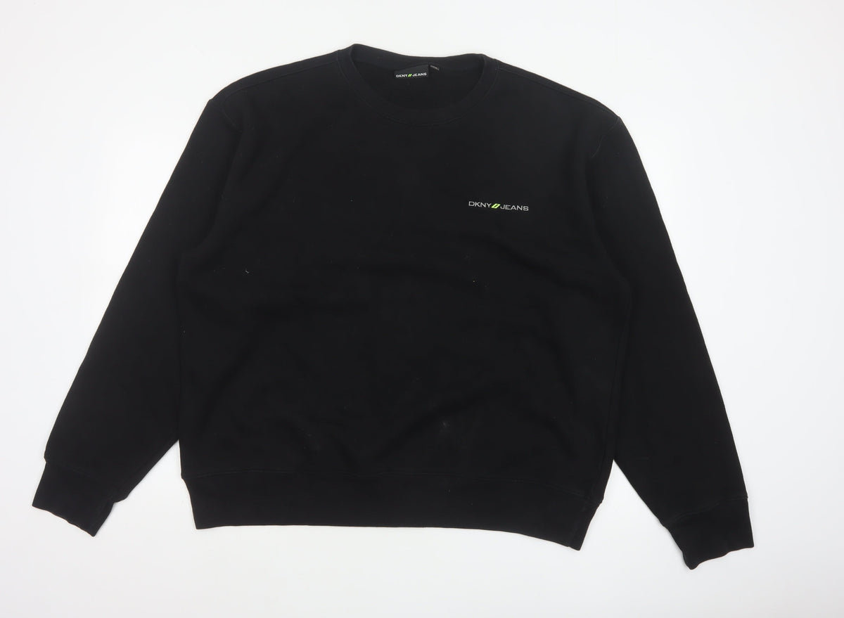DKNY Jeans Men’s Black XL Crew Neck Logo Pullover Sweatshirt