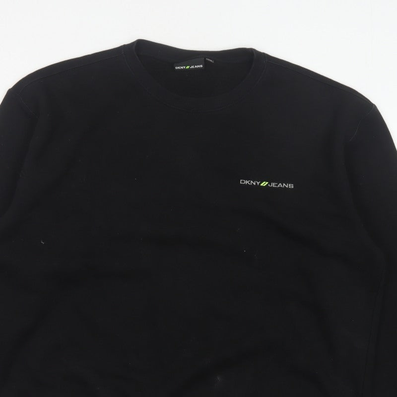 DKNY Jeans Men’s Black XL Crew Neck Logo Pullover Sweatshirt