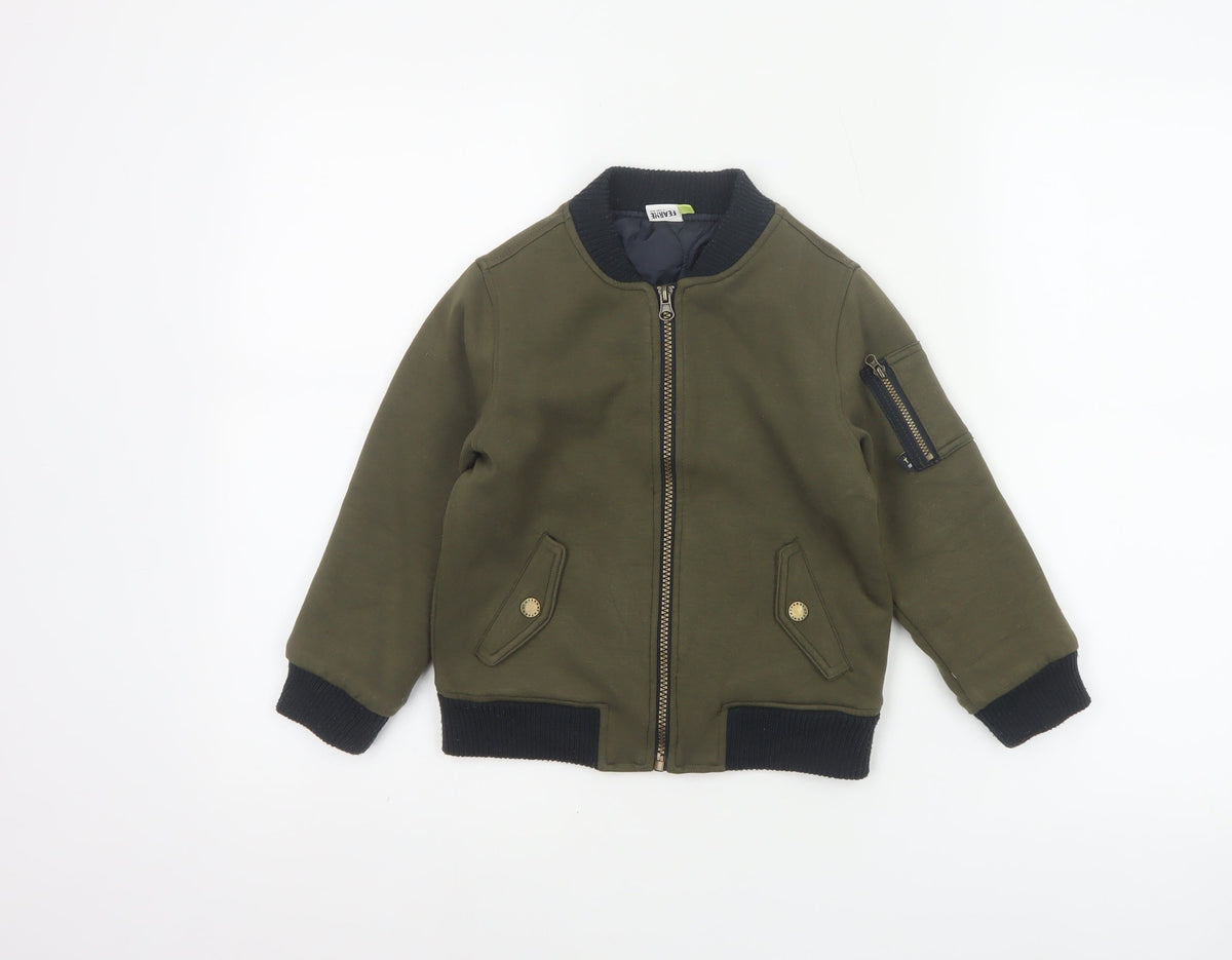 Fearne Boys Green Bomber Jacket 4-5 Years Lined Full Zip