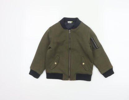 Fearne Boys Green Bomber Jacket 4-5 Years Lined Full Zip