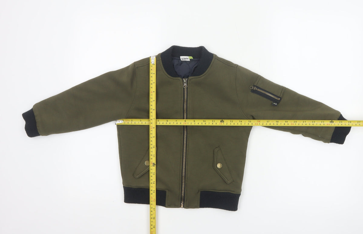 Fearne Boys Green Bomber Jacket 4-5 Years Lined Full Zip