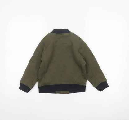 Fearne Boys Green Bomber Jacket 4-5 Years Lined Full Zip