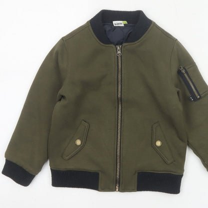 Fearne Boys Green Bomber Jacket 4-5 Years Lined Full Zip