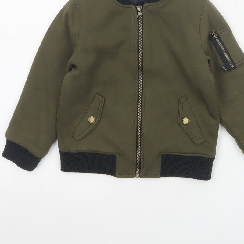 Fearne Boys Green Bomber Jacket 4-5 Years Lined Full Zip
