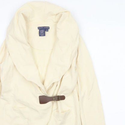 Ralph Lauren Women Ivory Size S Hooded Drape Buckle Jacket