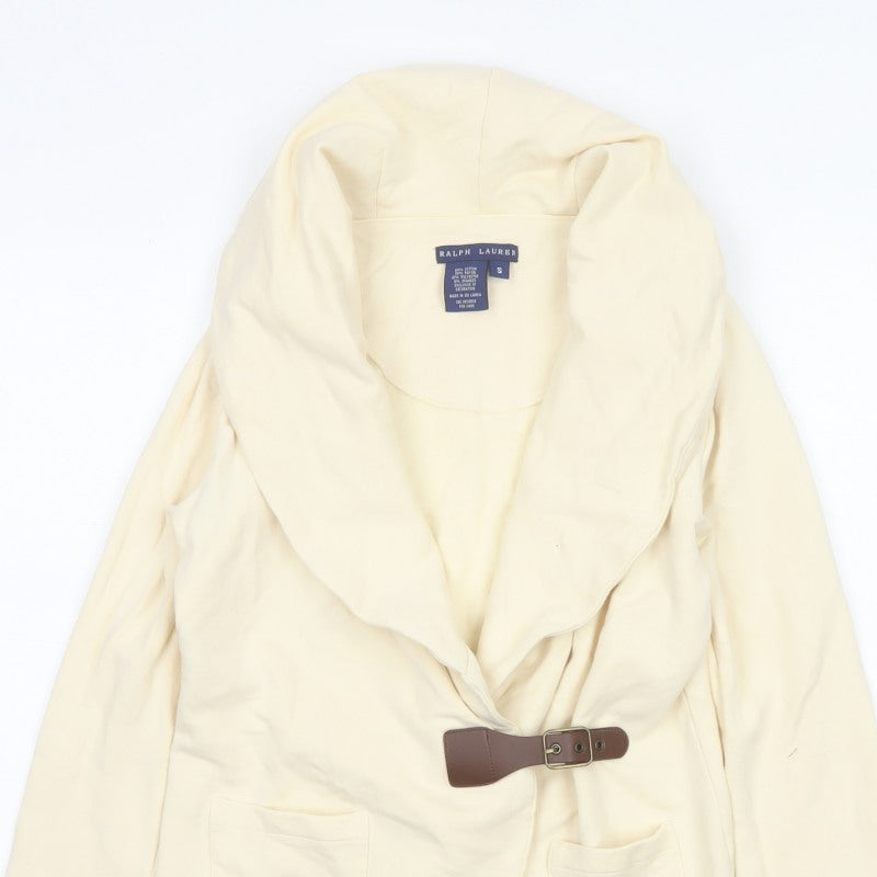Ralph Lauren Women Ivory Size S Hooded Drape Buckle Jacket
