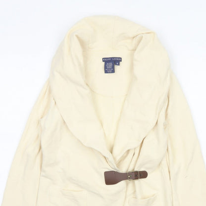 Ralph Lauren Women Ivory Size S Hooded Drape Buckle Jacket
