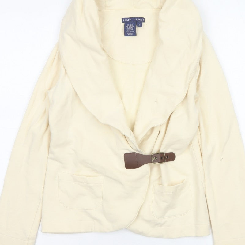 Ralph Lauren Women Ivory Size S Hooded Drape Buckle Jacket