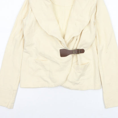 Ralph Lauren Women Ivory Size S Hooded Drape Buckle Jacket