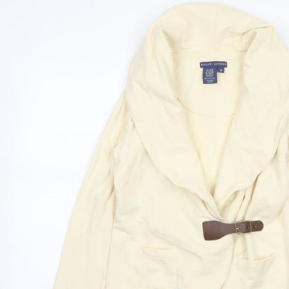 Ralph Lauren Women Ivory Size S Hooded Drape Buckle Jacket