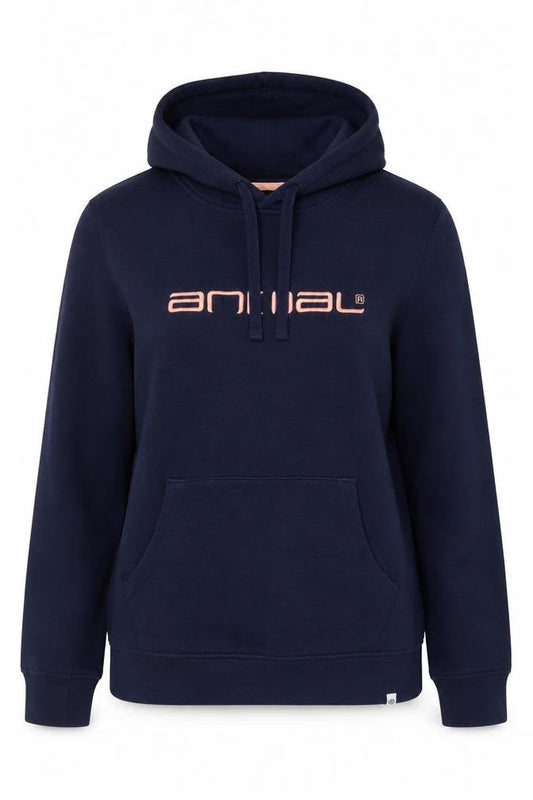 Animal Women’s Navy Blue UK 10 Logo Pullover Hoodie Kangaroo Pocket