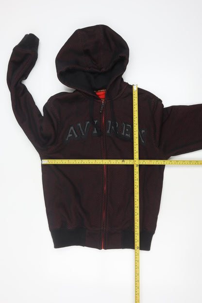 Avirex USA Men's Black Red S Full Zip Hooded Fleece Logo Hoodie