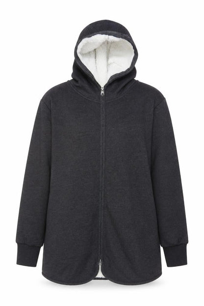 bpc Women’s Grey Full Zip Hooded Fleece Lined Hoodie UK 20