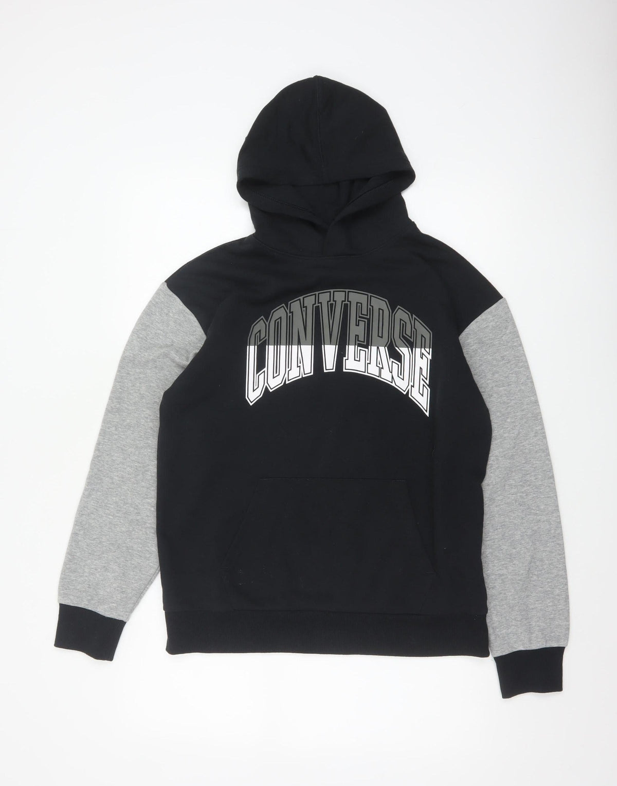 Converse Boys Black Grey XL 13-15 Years Pullover Logo Hoodie