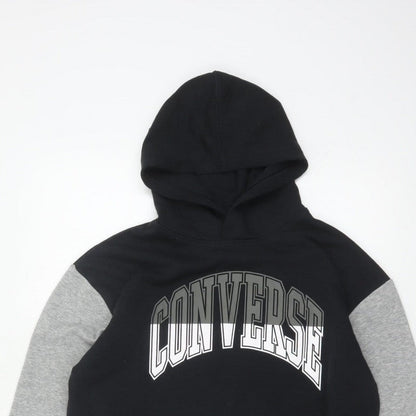 Converse Boys Black Grey XL 13-15 Years Pullover Logo Hoodie