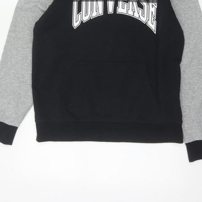 Converse Boys Black Grey XL 13-15 Years Pullover Logo Hoodie