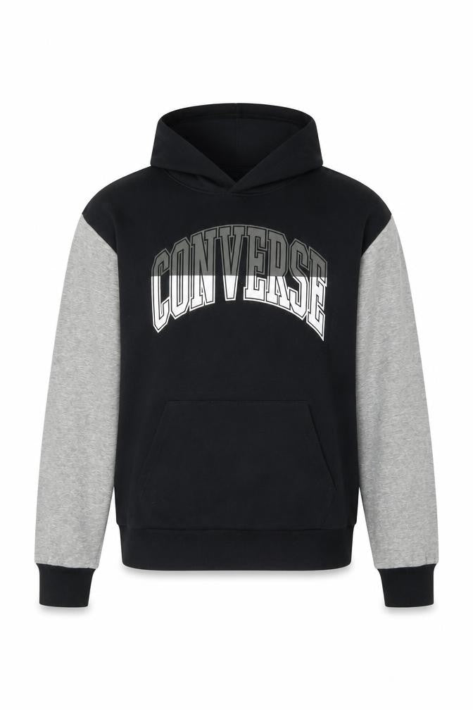 Converse Boys Black Grey XL 13-15 Years Pullover Logo Hoodie