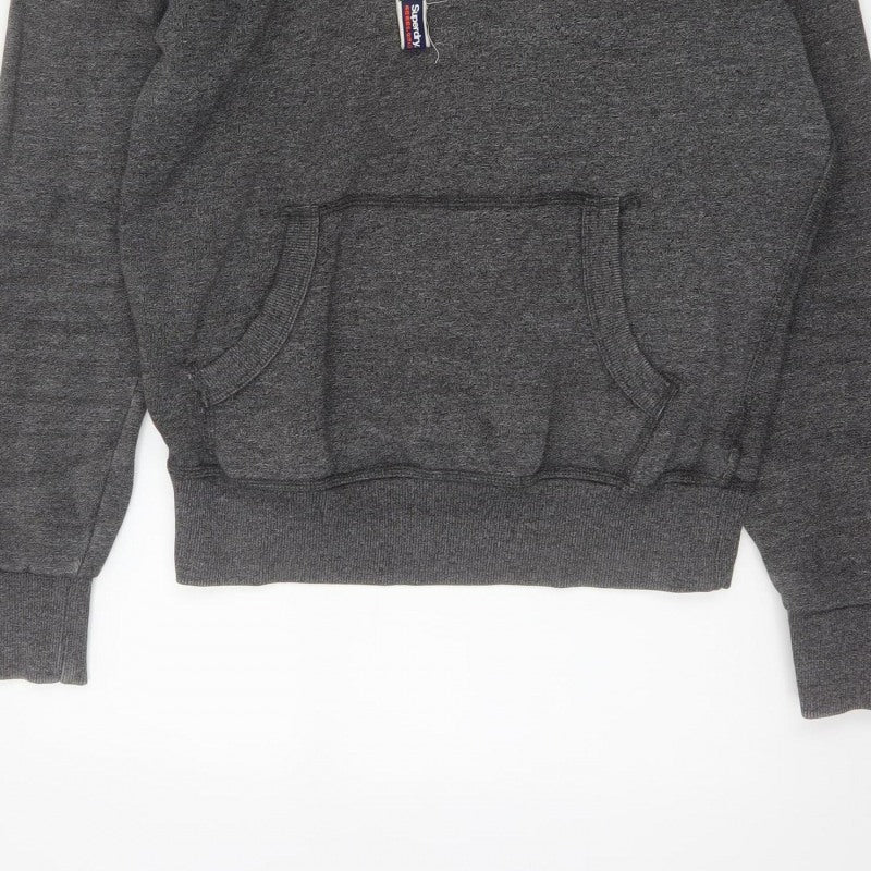 Superdry Men’s Grey Size S Pullover Hoodie Embroidered Logo Pockets