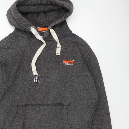 Superdry Men’s Grey Size S Pullover Hoodie Embroidered Logo Pockets