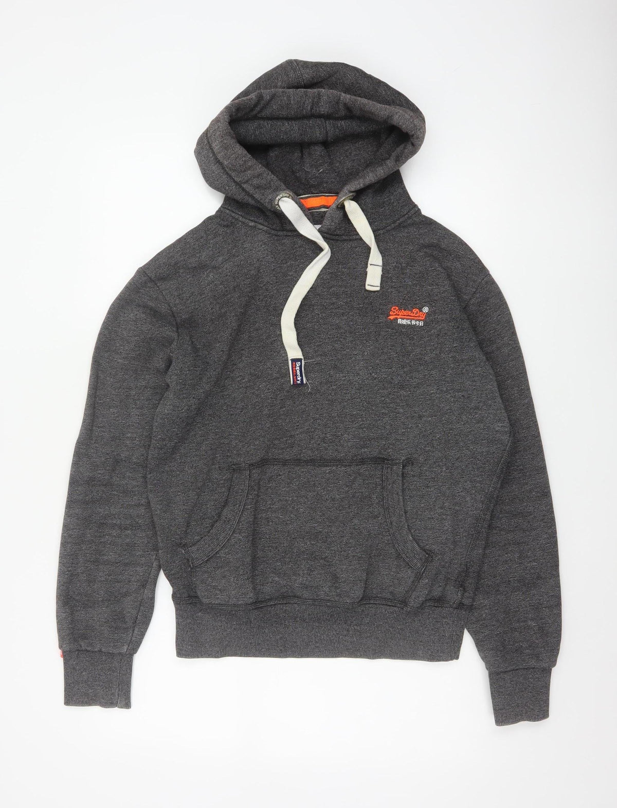 Superdry Men’s Grey Size S Pullover Hoodie Embroidered Logo Pockets