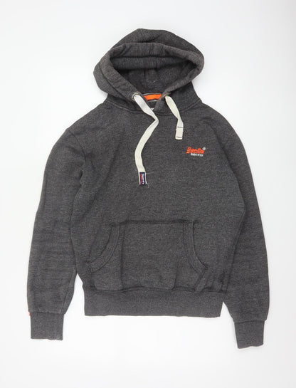 Superdry Men’s Grey Size S Pullover Hoodie Embroidered Logo Pockets