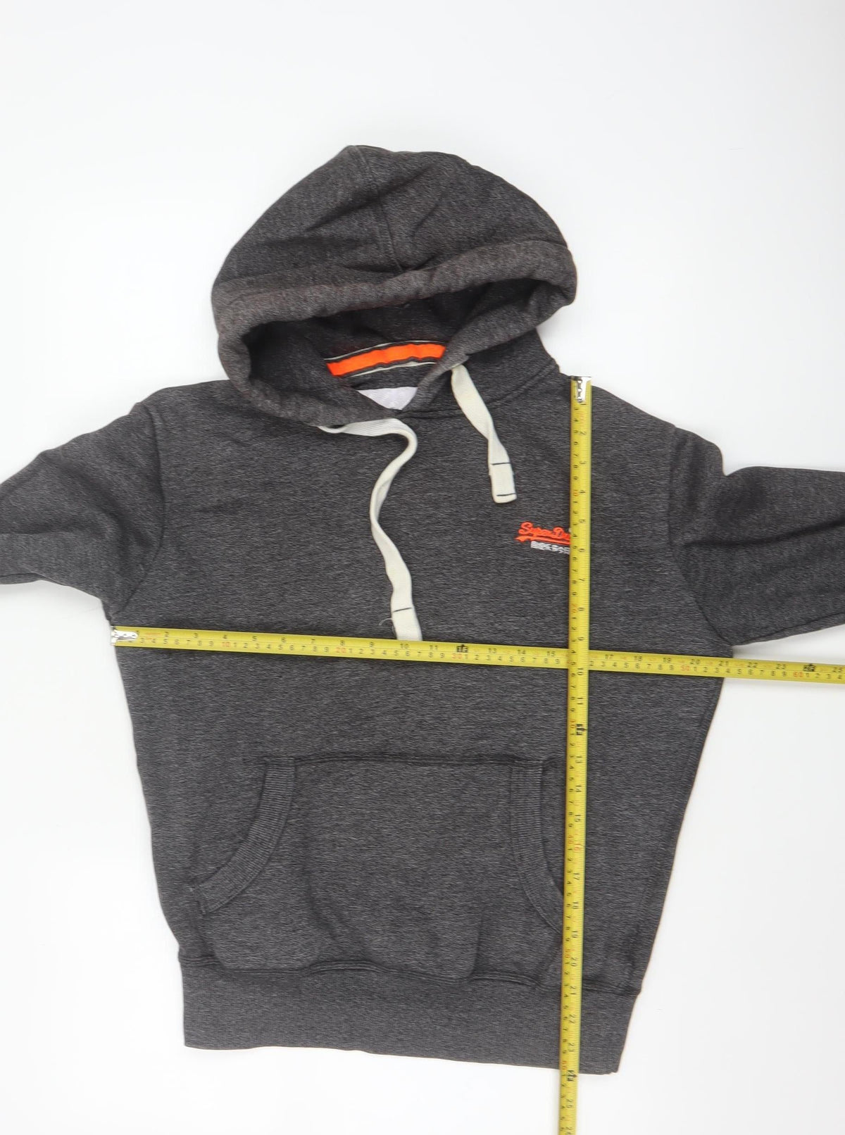 Superdry Men’s Grey Size S Pullover Hoodie Embroidered Logo Pockets