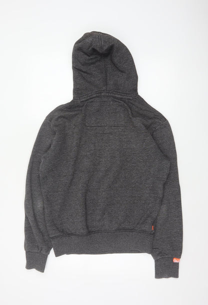 Superdry Men’s Grey Size S Pullover Hoodie Embroidered Logo Pockets