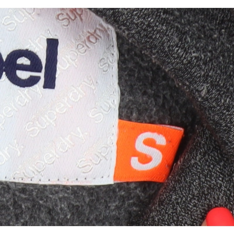 Superdry Men’s Grey Size S Pullover Hoodie Embroidered Logo Pockets