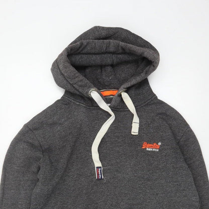 Superdry Men’s Grey Size S Pullover Hoodie Embroidered Logo Pockets