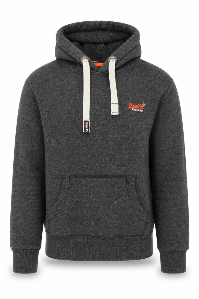 Superdry Men’s Grey Size S Pullover Hoodie Embroidered Logo Pockets