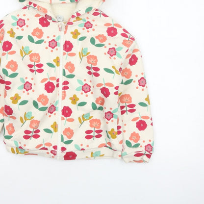 Tu Girls Multicoloured Floral Full Zip Hoodie 6-7 Years Fleece Lined