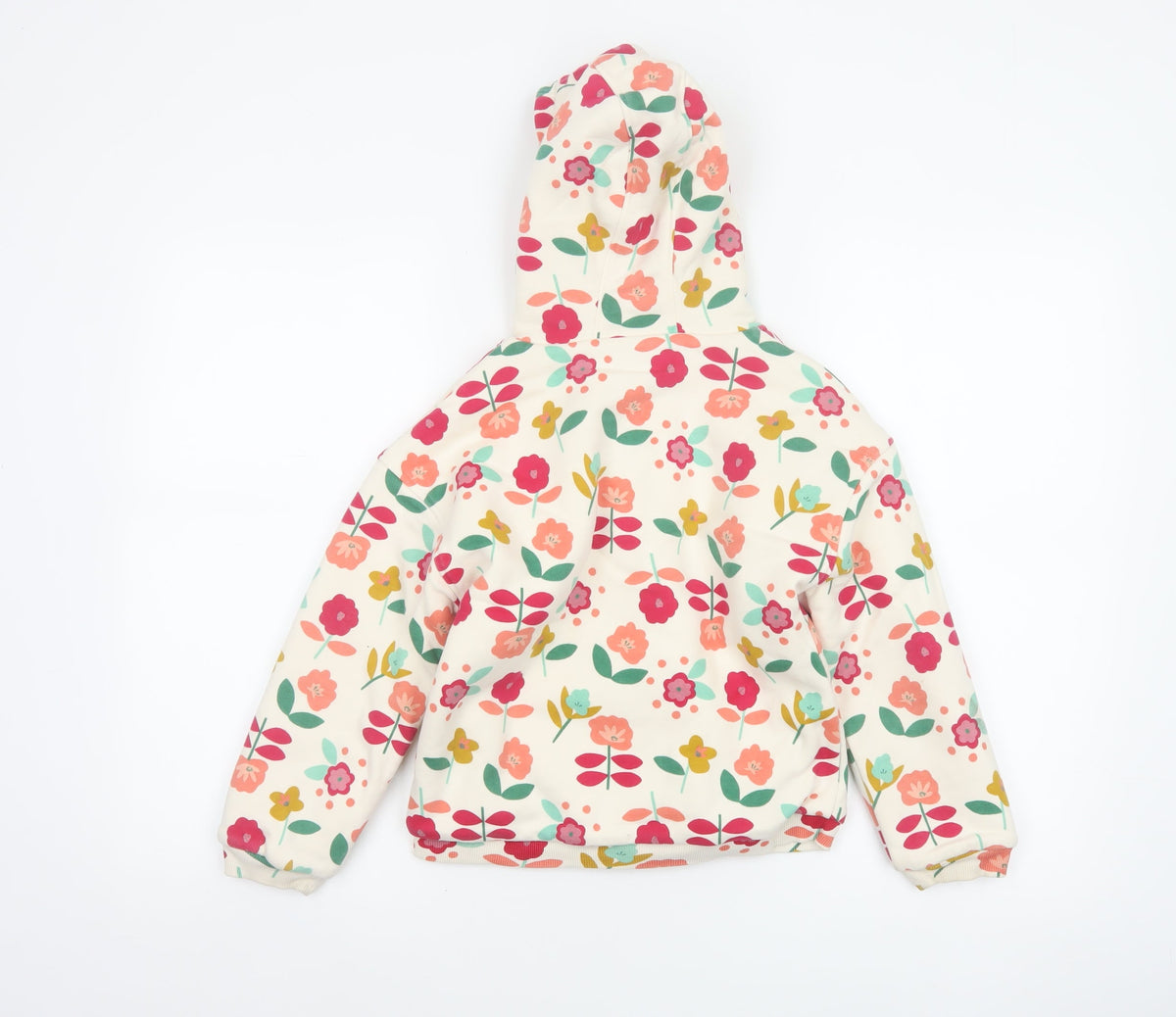 Tu Girls Multicoloured Floral Full Zip Hoodie 6-7 Years Fleece Lined