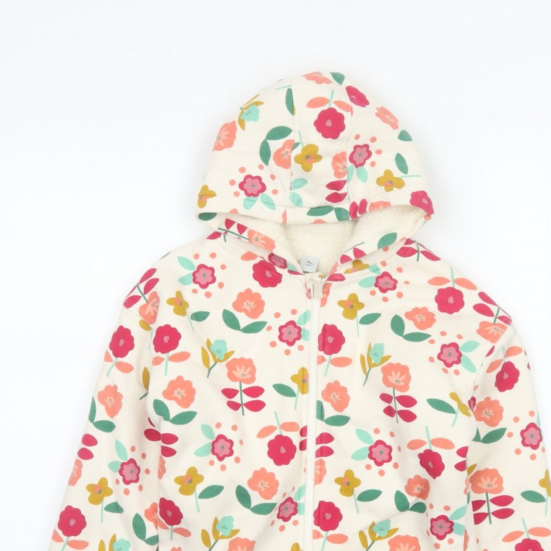Tu Girls Multicoloured Floral Full Zip Hoodie 6-7 Years Fleece Lined