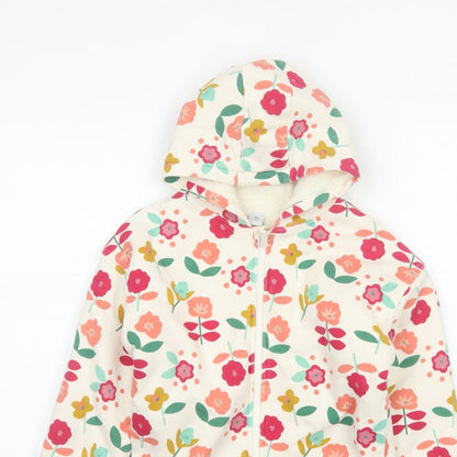 Tu Girls Multicoloured Floral Full Zip Hoodie 6-7 Years Fleece Lined